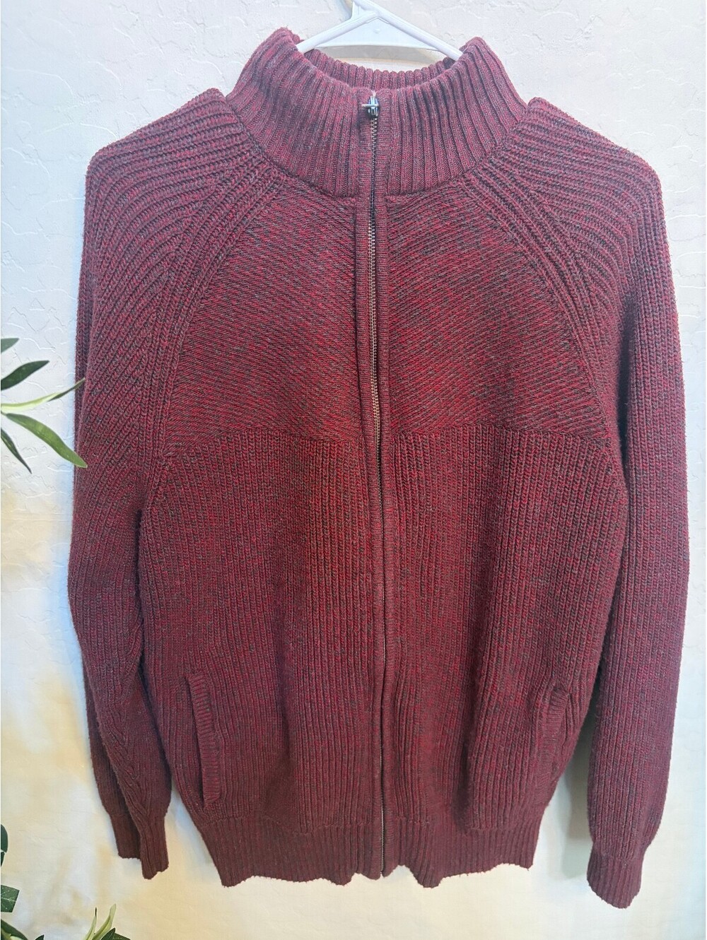 Lucky Brand Burgundy Zip Up Sweater XL